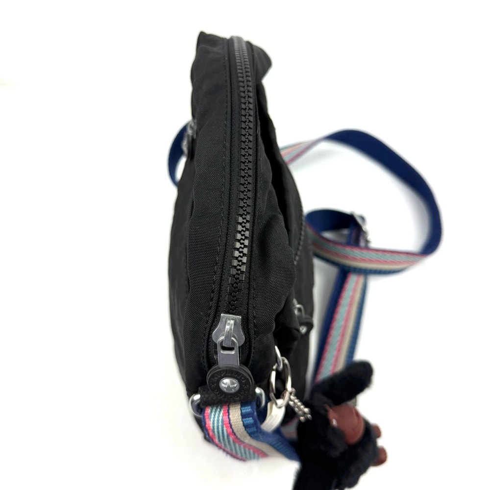 Kipling Crossbody Bag Black Striped Strap‎ Handbag Purse Unique Saddle Handbag - Picture 6 of 11
